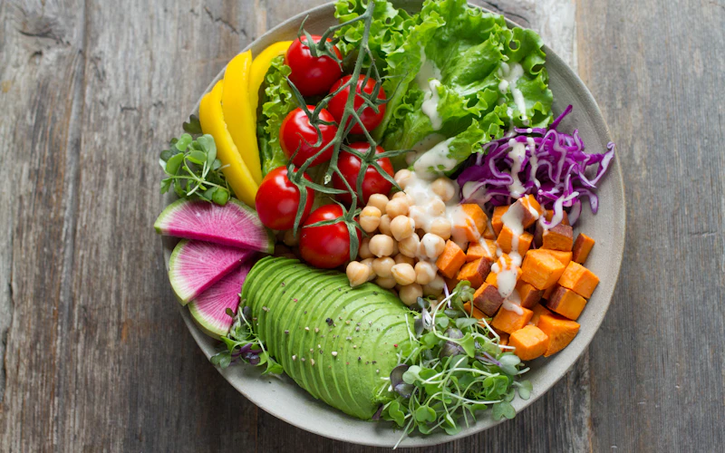 Fresh colorful vegetables and greens for gut health